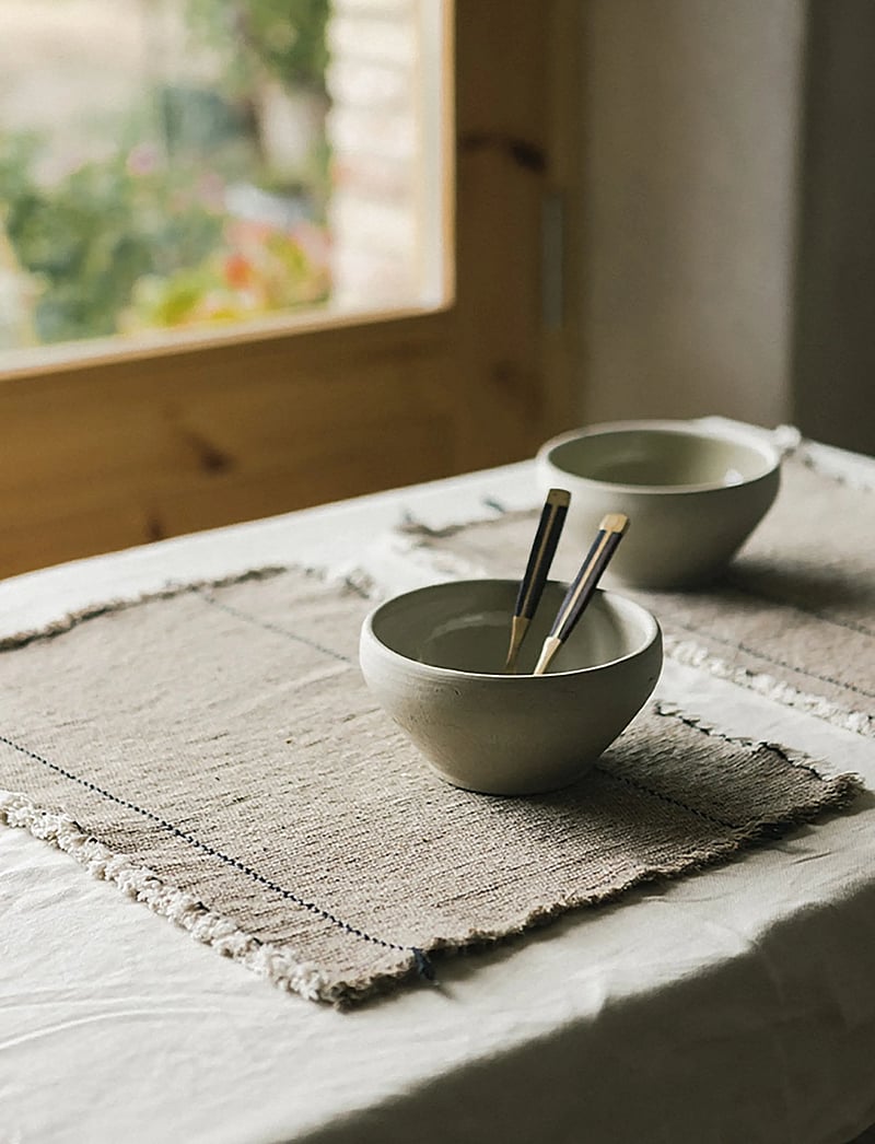 Lorena Canals - Set of 4 Handloom Placemats Juarez - dækkeservietter - rugcycled, black, natural - 0