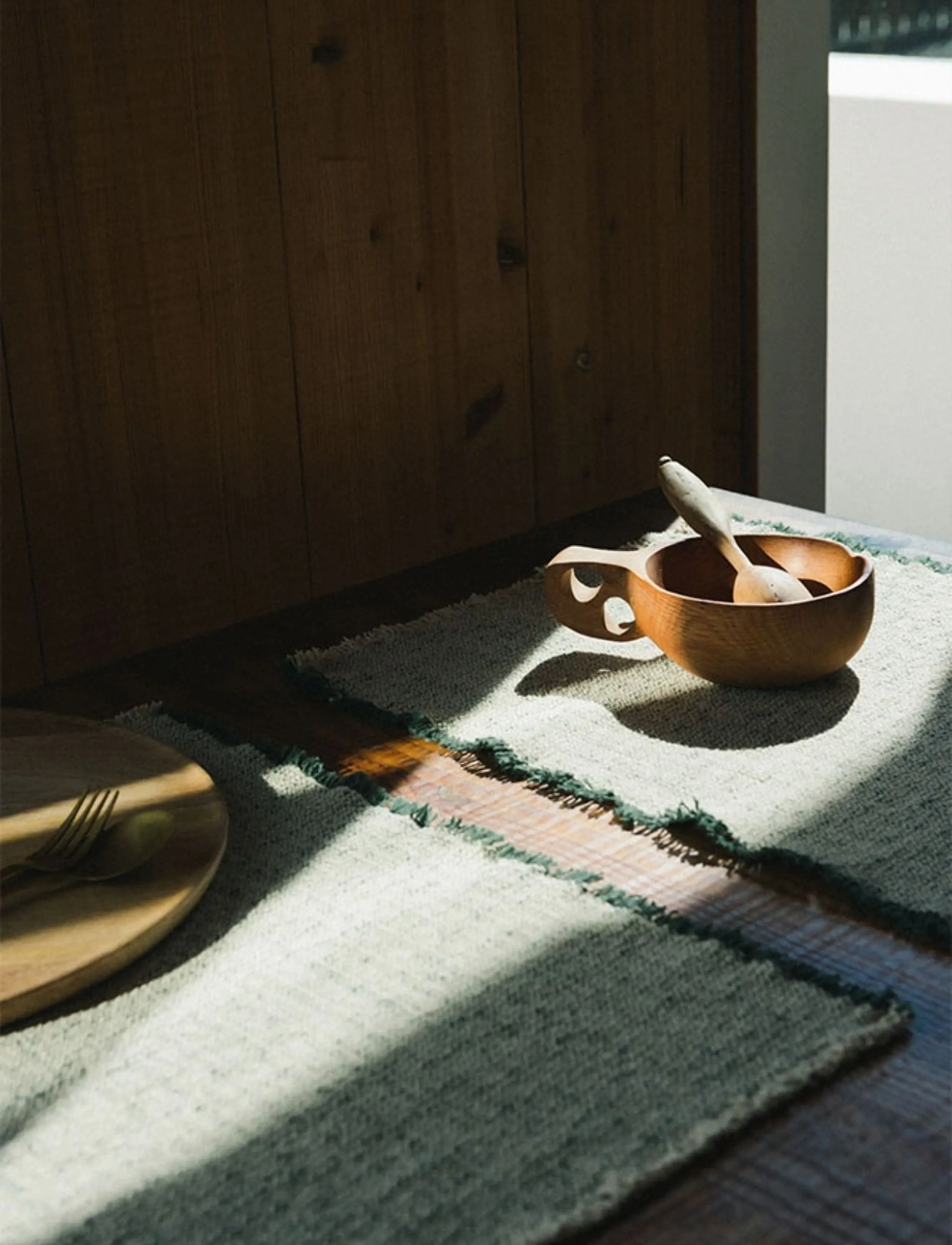 Lorena Canals Handloom Placemats Natural And Duck Green (Set Of 2), 38X 50 cm, Beige, Tableware > Placemats, Unisex