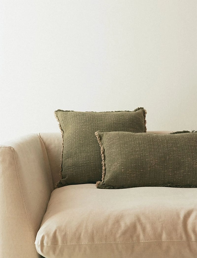 Lorena Canals - Handloom Rectangular Cushion Kaki - prydnadskuddar - kaki and beige - 0