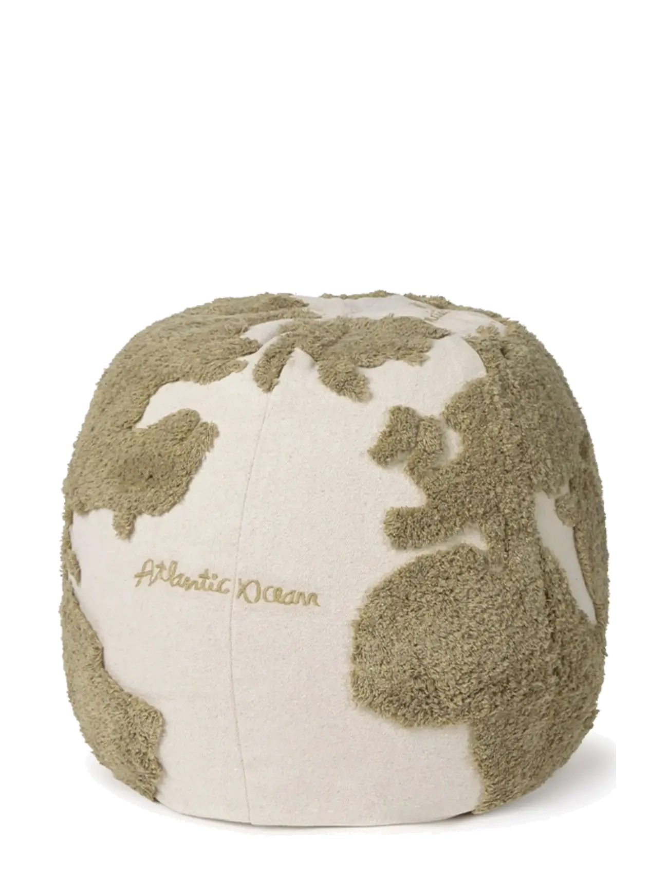 Lorena Canals Pouf World Map Rugcycled - Furniture - RUGCYCLED, NATURAL / khaki/green