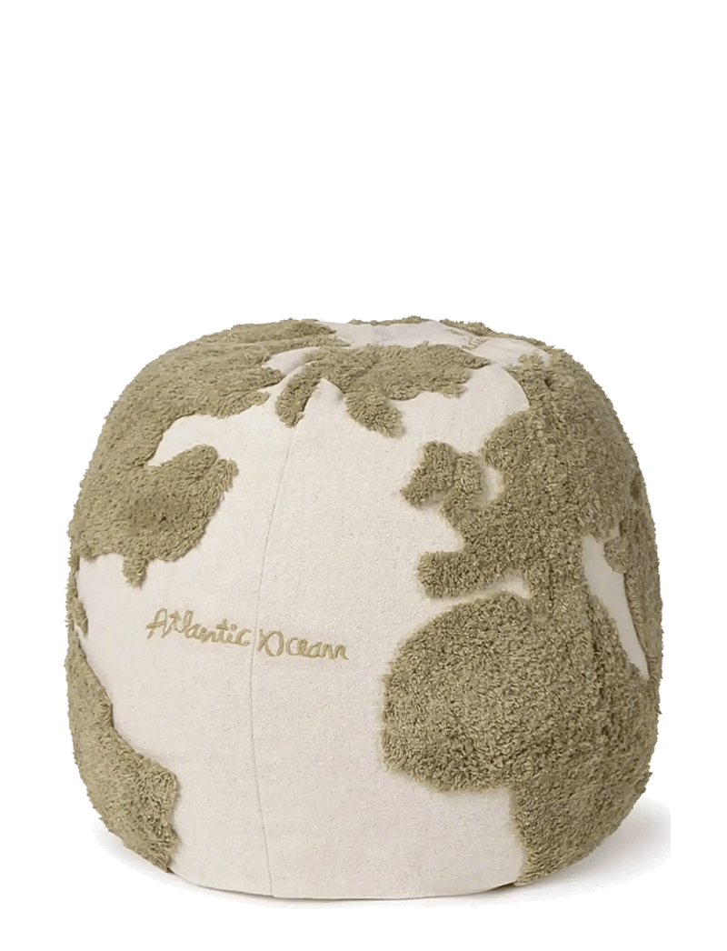 Lorena Canals - Pouf World Map Rugcycled - poufs - rugcycled, natural - 0