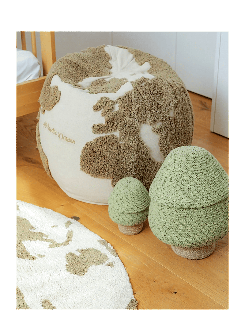 Lorena Canals - Pouf World Map Rugcycled - poufs - rugcycled, natural - 2