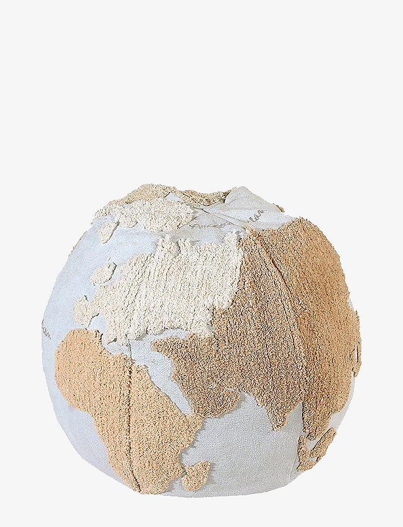 Lorena Canals - Pouffe World Map - kopfkissen - beige, natural, lino, grey, linen, light blue - 4