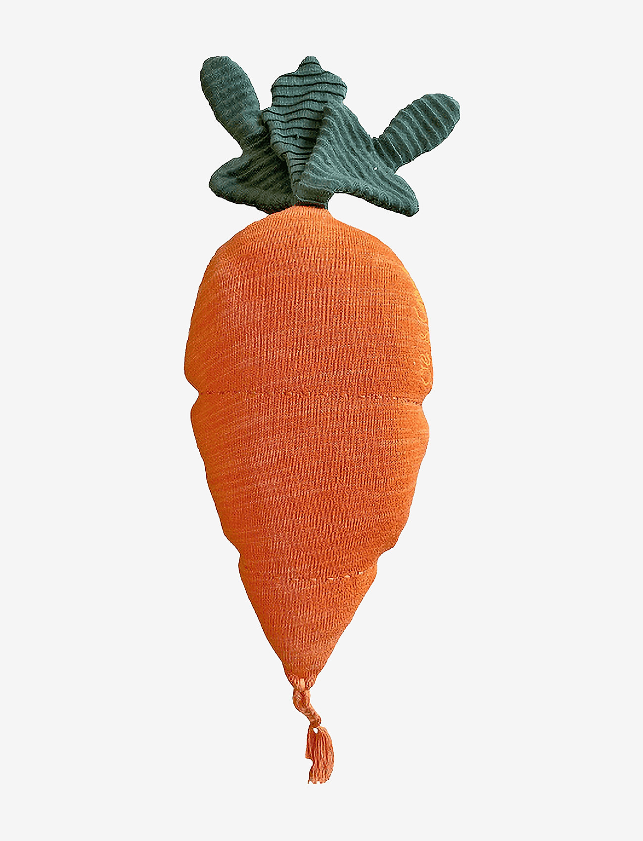 Lorena Canals - Knitted cushion Cathy the Carrot - throw pillows - dark green, orange, salmon - 1