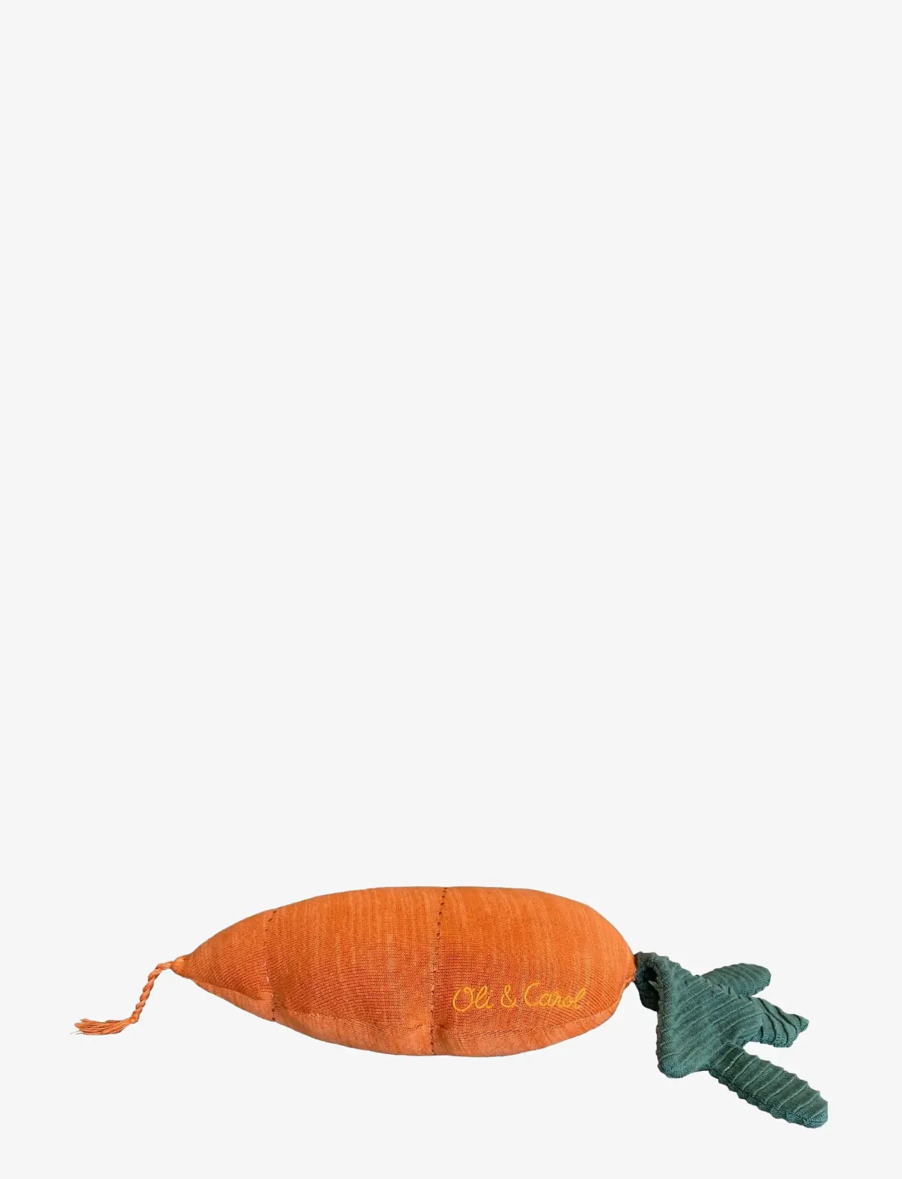 Lorena Canals - Knitted cushion Cathy the Carrot - dekorative kissen - dark green, orange, salmon - 2