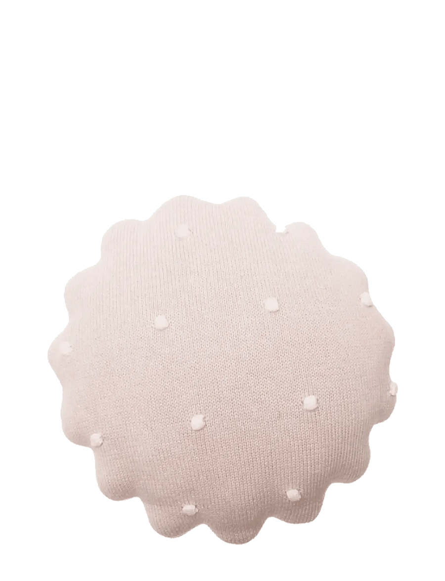Lorena Canals - Knitted Cushion Round Biscuit Pink - coussins décoratifs - pink pearl, ivory - 1