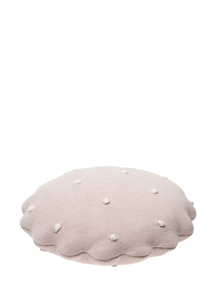 Lorena Canals - Knitted Cushion Round Biscuit Pink - coussins décoratifs - pink pearl, ivory - 2