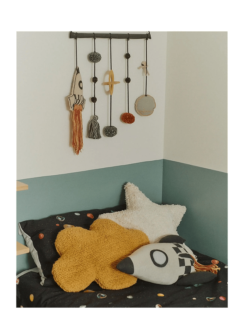 Lorena Canals - Knitted Cushion ROCKET - dekorative kissen - natural, charcoal, sky blue mel - 2