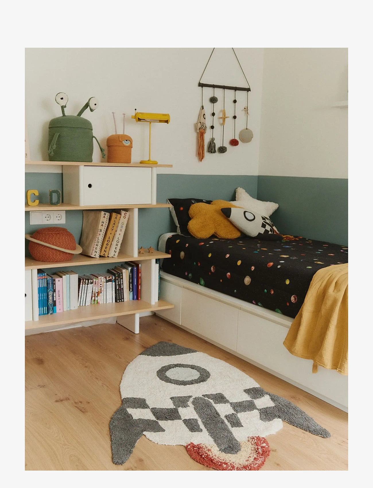 Lorena Canals - Knitted Cushion ROCKET - dekorative kissen - natural, charcoal, sky blue mel - 4