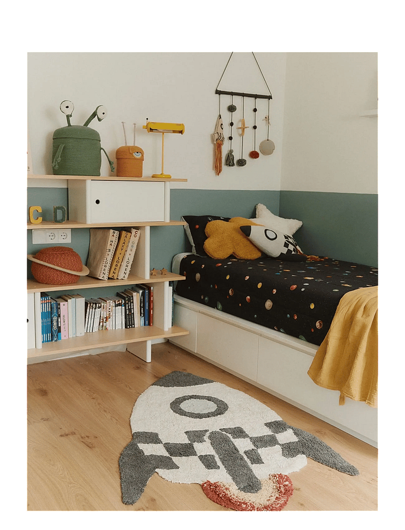 Lorena Canals - Knitted Cushion ROCKET - dekorative kissen - natural, charcoal, sky blue mel - 4