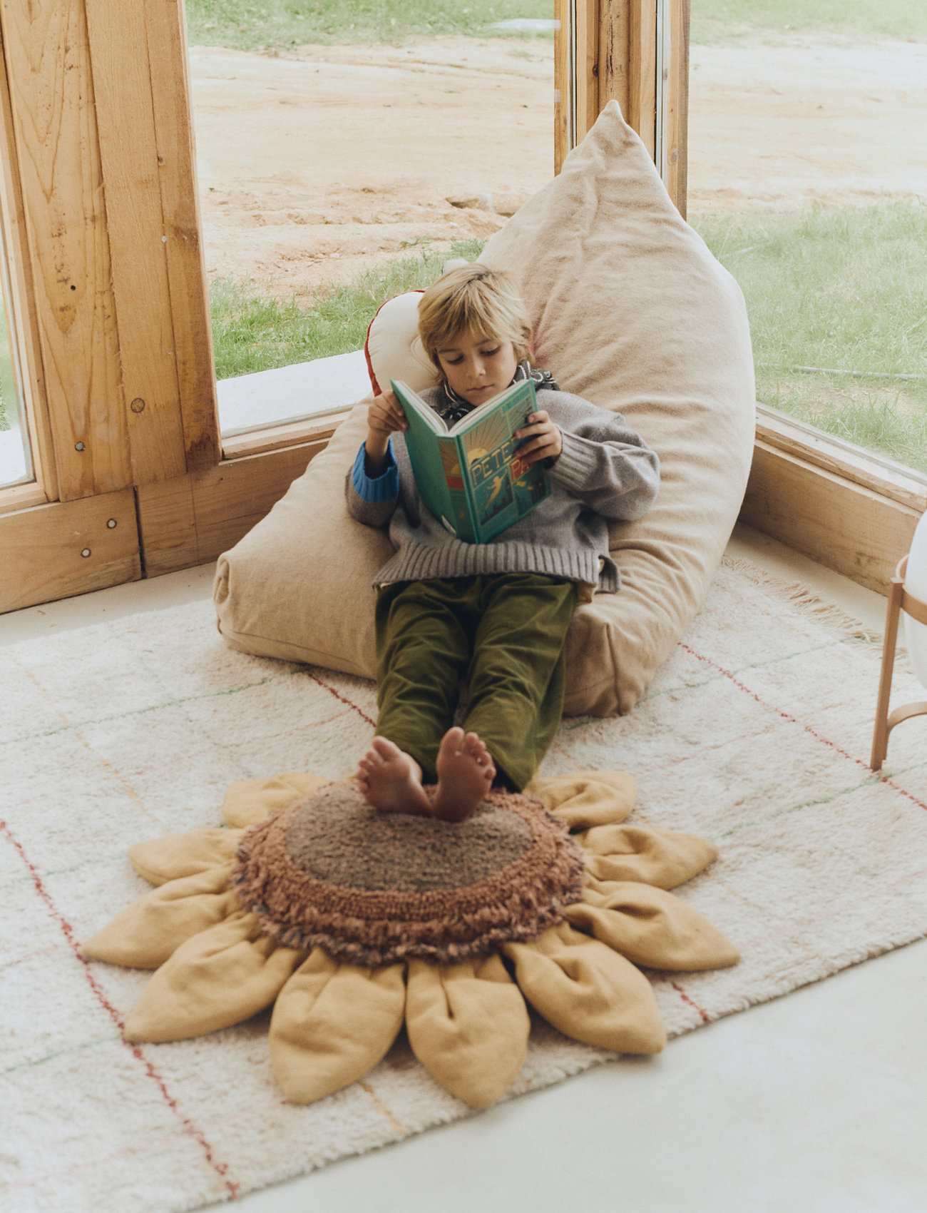 Lorena Canals - Floor cushion Sunflower - chestnut, dark grey, toffee, soilbrown, honey, olive - 2
