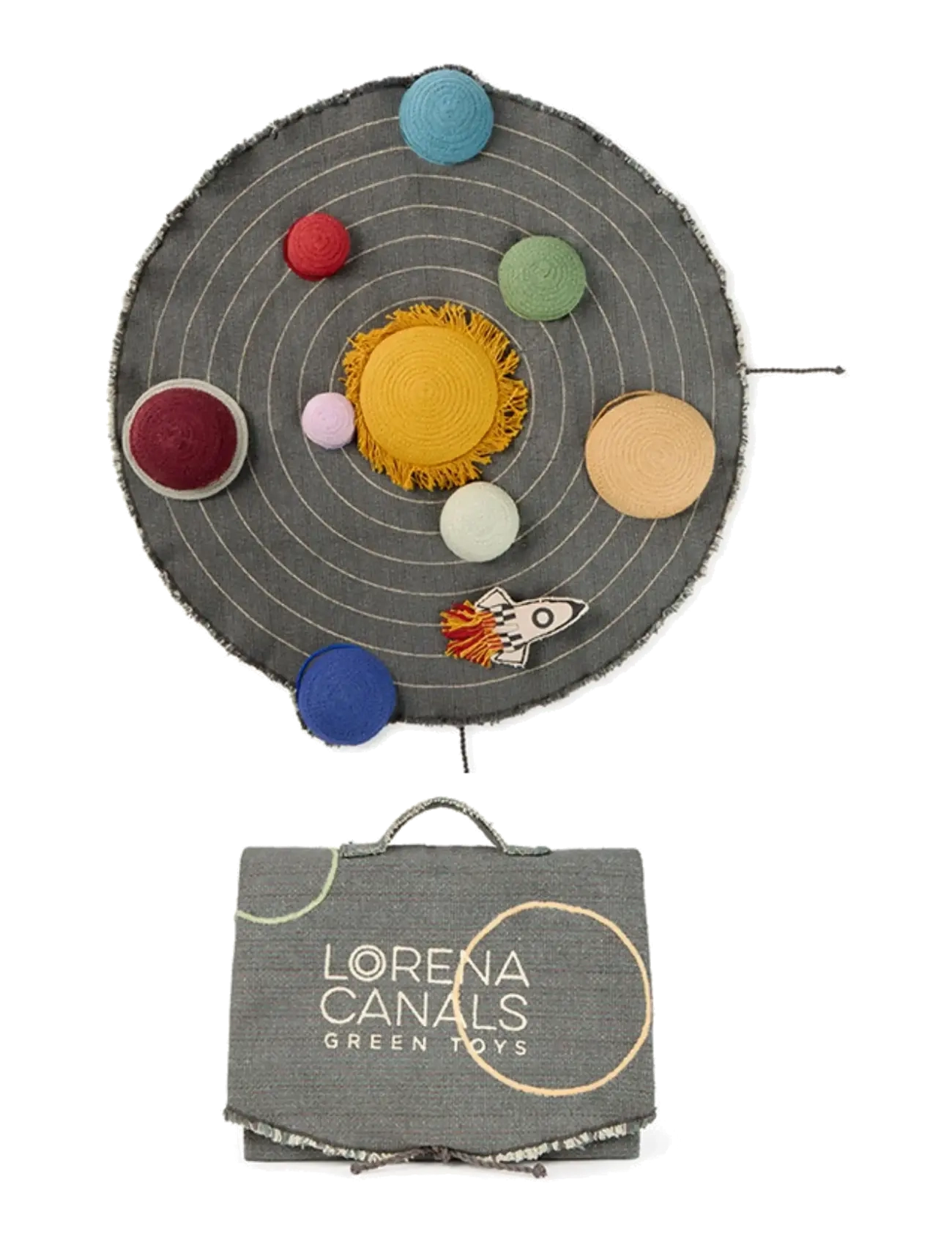 Lorena Canals Solar System Toy Set, Rundt tæppe, Grå, Str: 63X 67CM