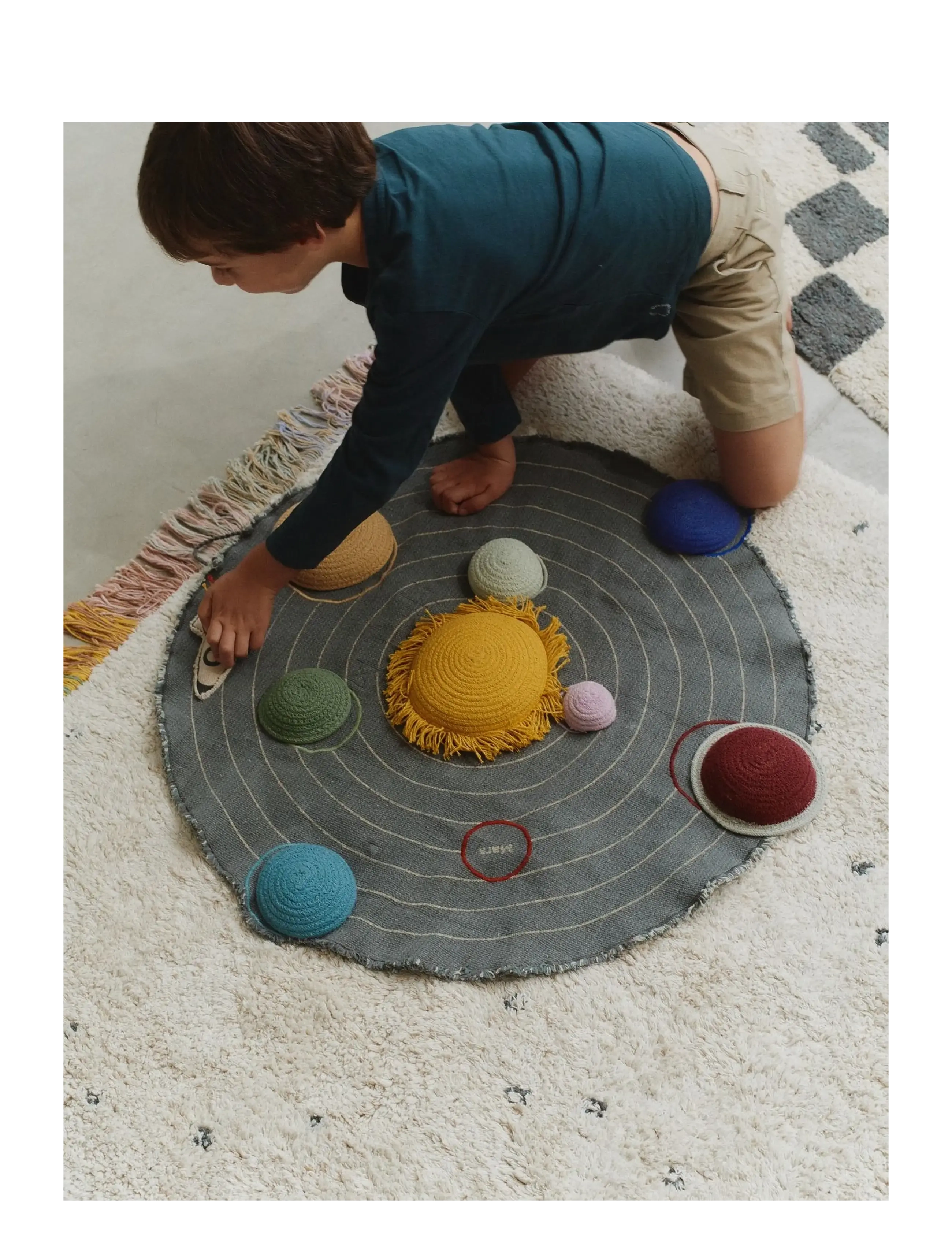 Lorena Canals - Solar System Toy Set - round rugs - mustard, honey, burgundy, petroliem, electric blue, medium green, mint, red, mmalwa - 1
