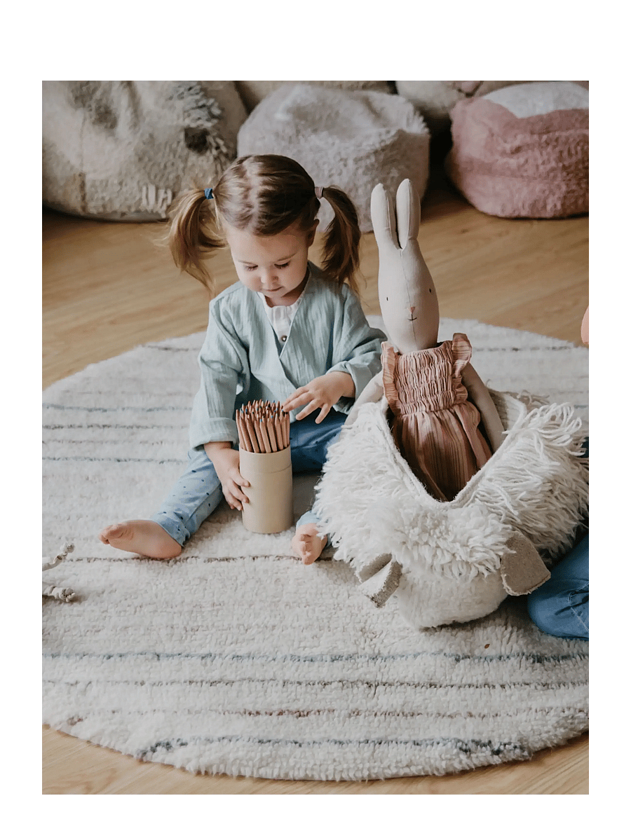 Lorena Canals - Woolable rug Arona Round - runde teppiche - sheep white. stripes in pink bloom, sandstone, smoke blue, misty rose, etc. - 3