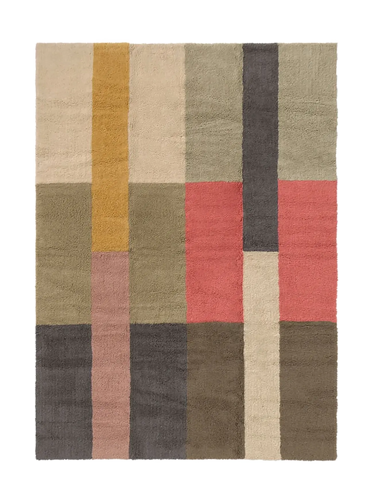 Lorena Canals Wool Area Rug Chroma Palette - Tekstiler - NATURAL CANVAS, ALMOND FROST, SEA SHELL, CHARCOAL, DUSTY PINK, BASIL, MOSS, SPICED CORAL, CARAMEL / multi