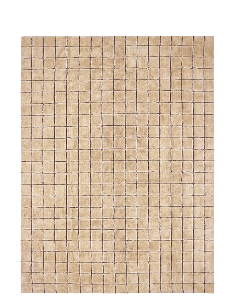 Lorena Canals - Woolable rug Mosaic Amber - bomuldstæpper & kludetæpper - amber wool, soil brown, nat mixed canvas - 1
