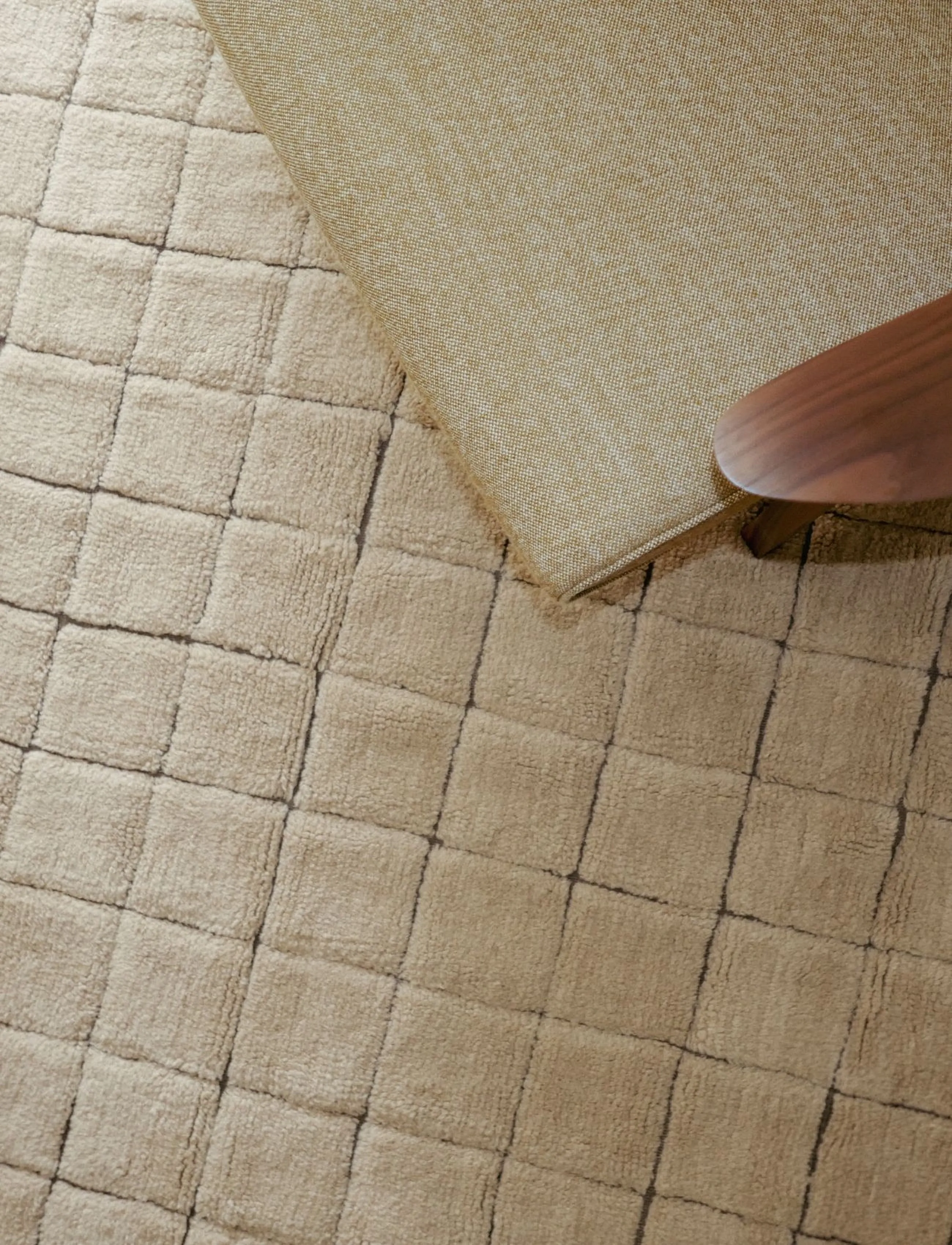 Lorena Canals - Woolable rug Mosaic Amber - cotton rugs & rag rugs - amber wool, soil brown, nat mixed canvas - 2