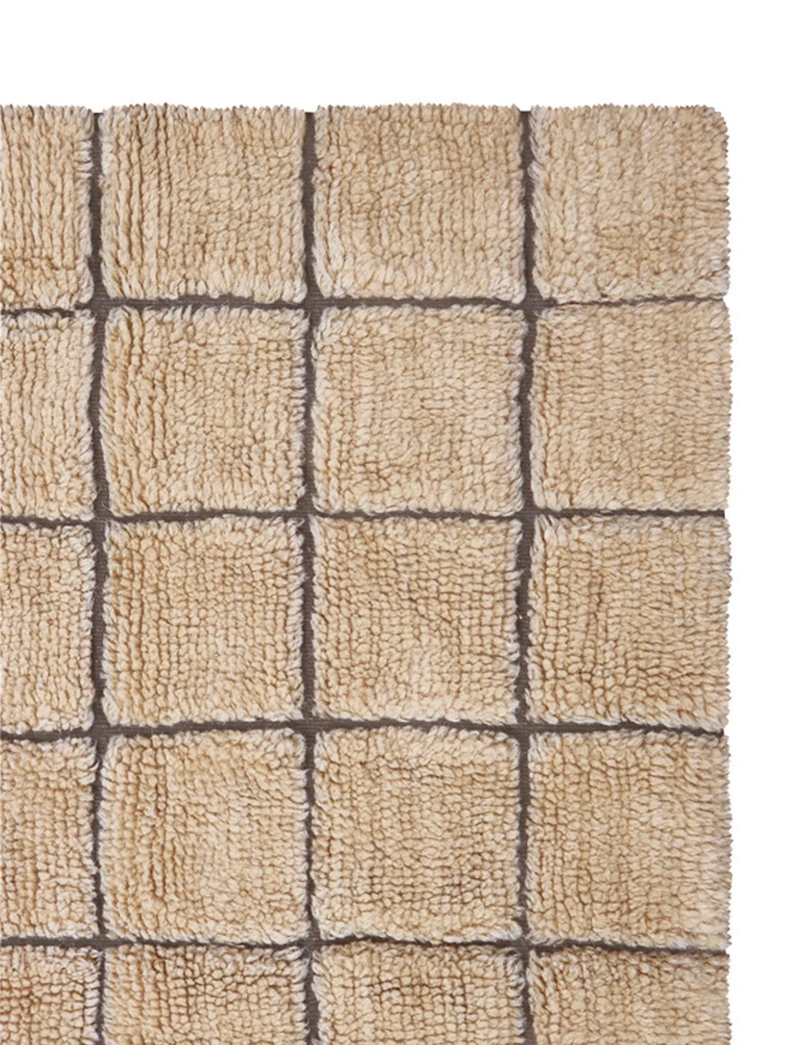 Lorena Canals - Woolable rug Mosaic Amber - cotton rugs & rag rugs - amber wool, soil brown, nat mixed canvas - 3