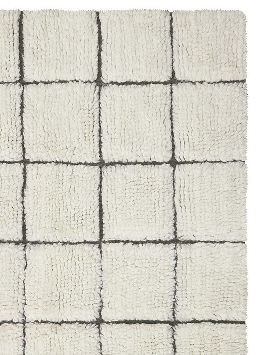 Lorena Canals - Woolable rug Mosaic Natural - baumwollteppiche & flickenteppich - natural wool, canvas dark grey, nat mixed canvas - 5