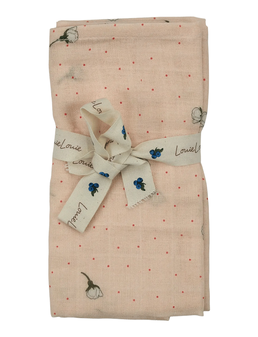 LouieLouie - Swaddle -Muslin 2 pack - mulldecken - white flowers rose - 0