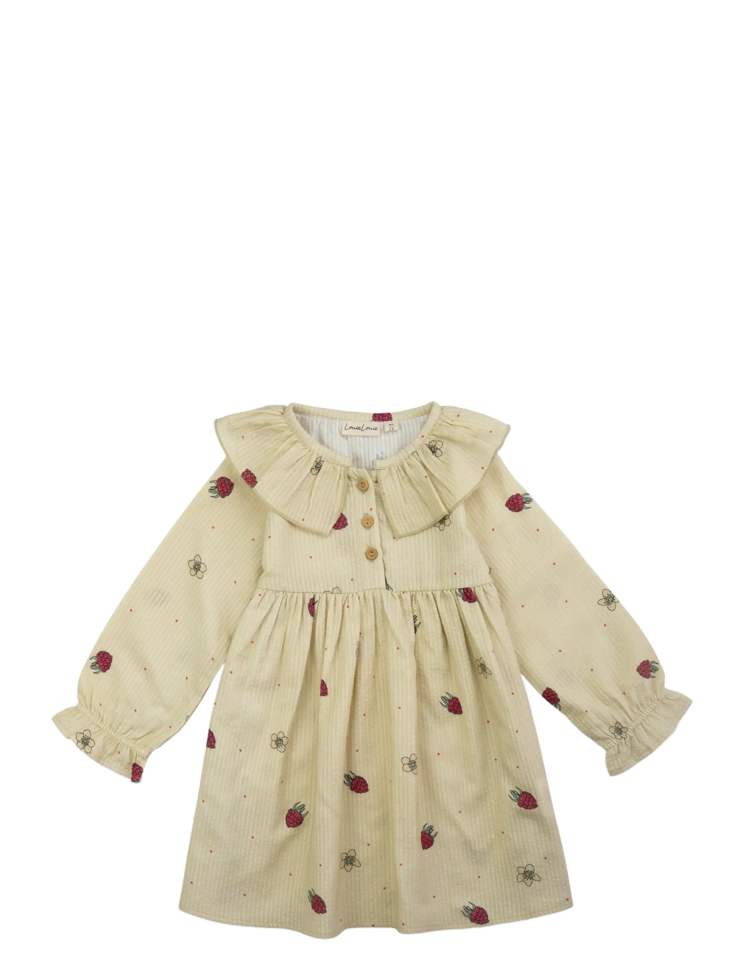 LouieLouie Lilly dress - Seersucker - Įkvėpimas - RASPBERRY DREAM / cream