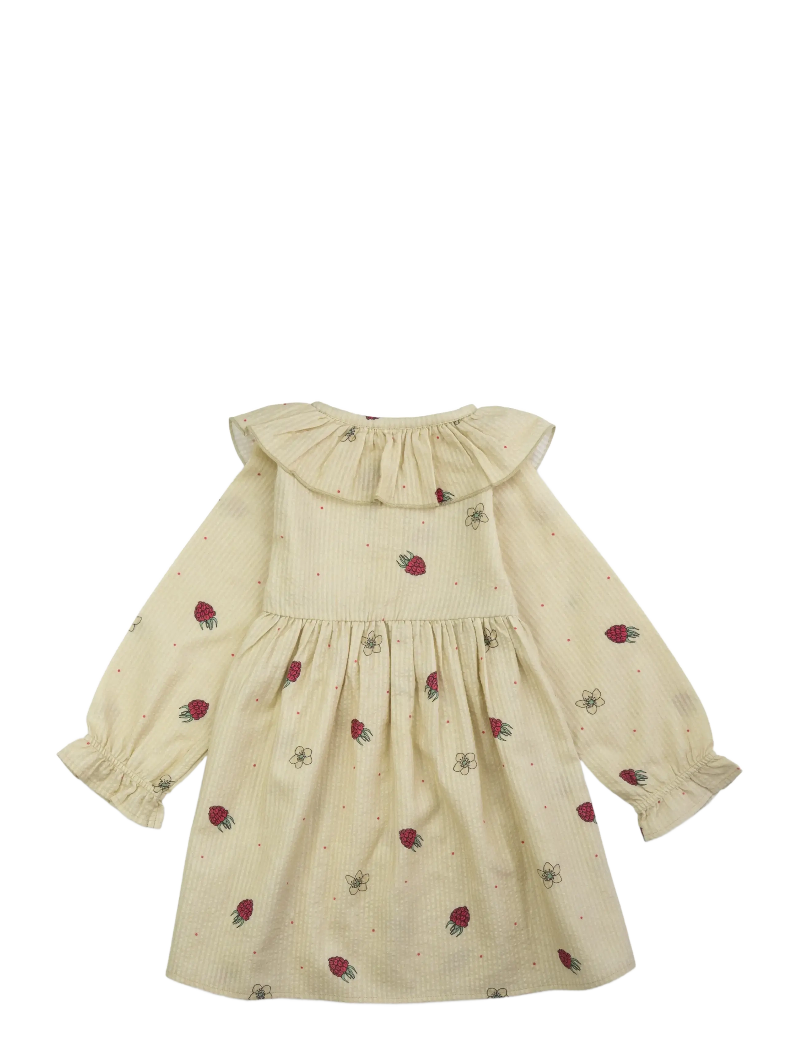 LouieLouie - Lilly dress - Seersucker - babyjurken met lange mouwen - raspberry dream - 1