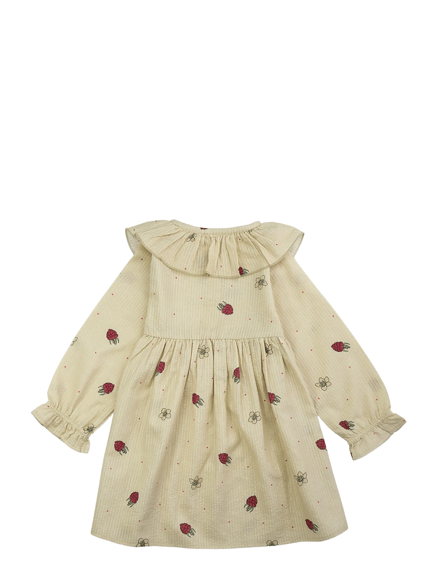 LouieLouie - Lilly dress - Seersucker - babyjurken met lange mouwen - raspberry dream - 1