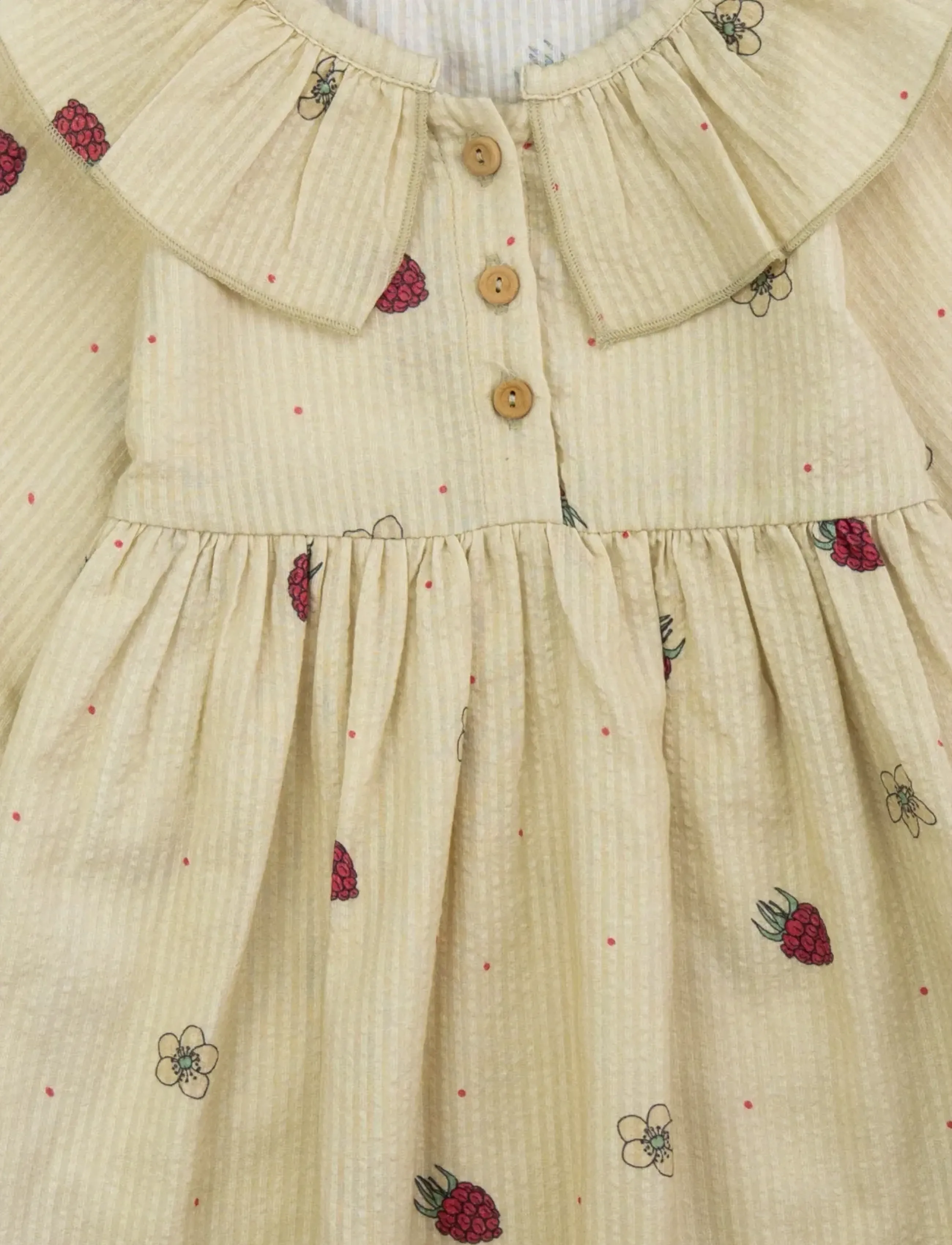 LouieLouie - Lilly dress - Seersucker - babyjurken met lange mouwen - raspberry dream - 2