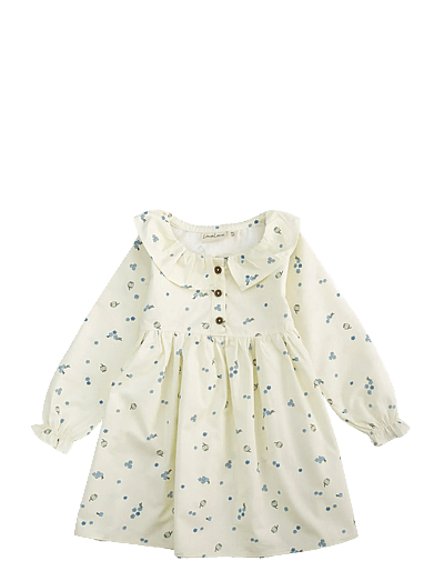 LouieLouie Lilly dress - Poplin - Långärmade babyklänningar - FORGET-ME-NOT / cream