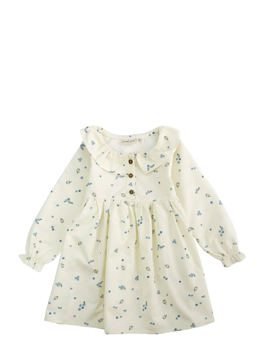 LouieLouie - Lilly dress - Poplin - pikkade varrukatega beebi kleidid - forget-me-not - 0