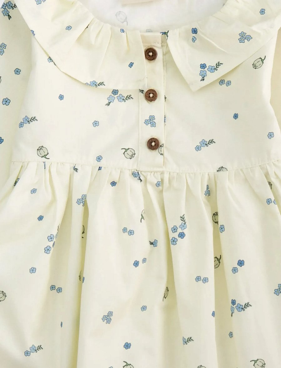 LouieLouie - Lilly dress - Poplin - pikkade varrukatega beebi kleidid - forget-me-not - 2