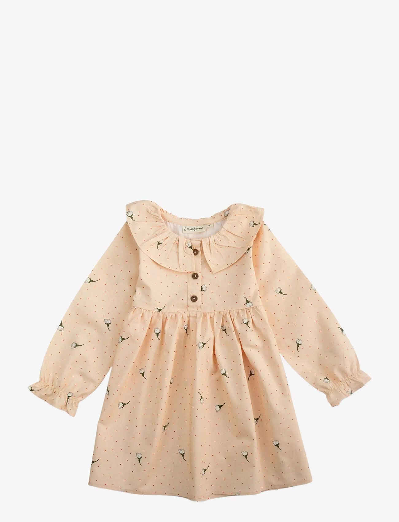 LouieLouie - Lilly dress - Poplin - vauvojen pitkähihaiset mekot - white flowers rose - 0