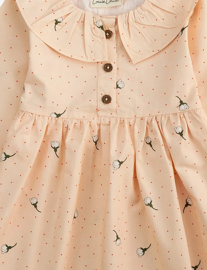 LouieLouie - Lilly dress - Poplin - vauvojen pitkähihaiset mekot - white flowers rose - 2
