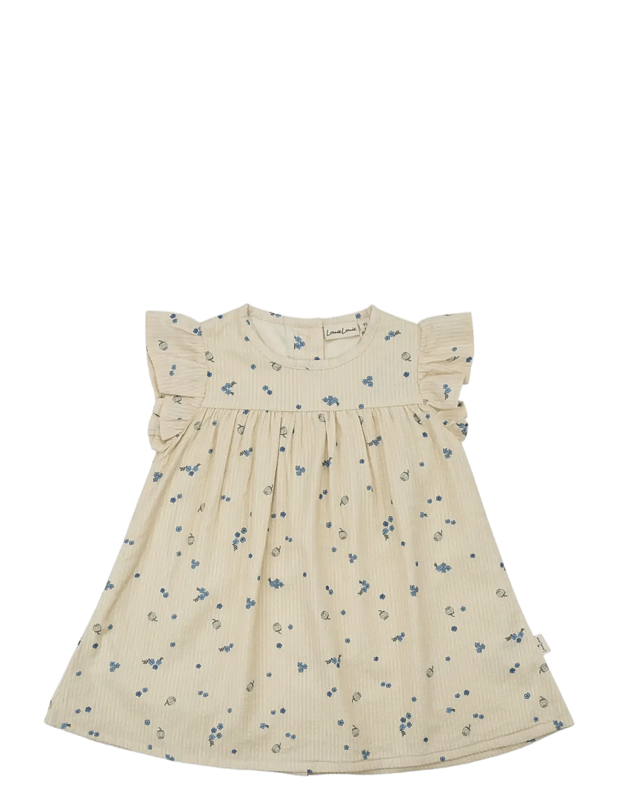 LouieLouie - Belle dress - Seersucker - varrukateta beebi kleidid - forget-me-not - 0