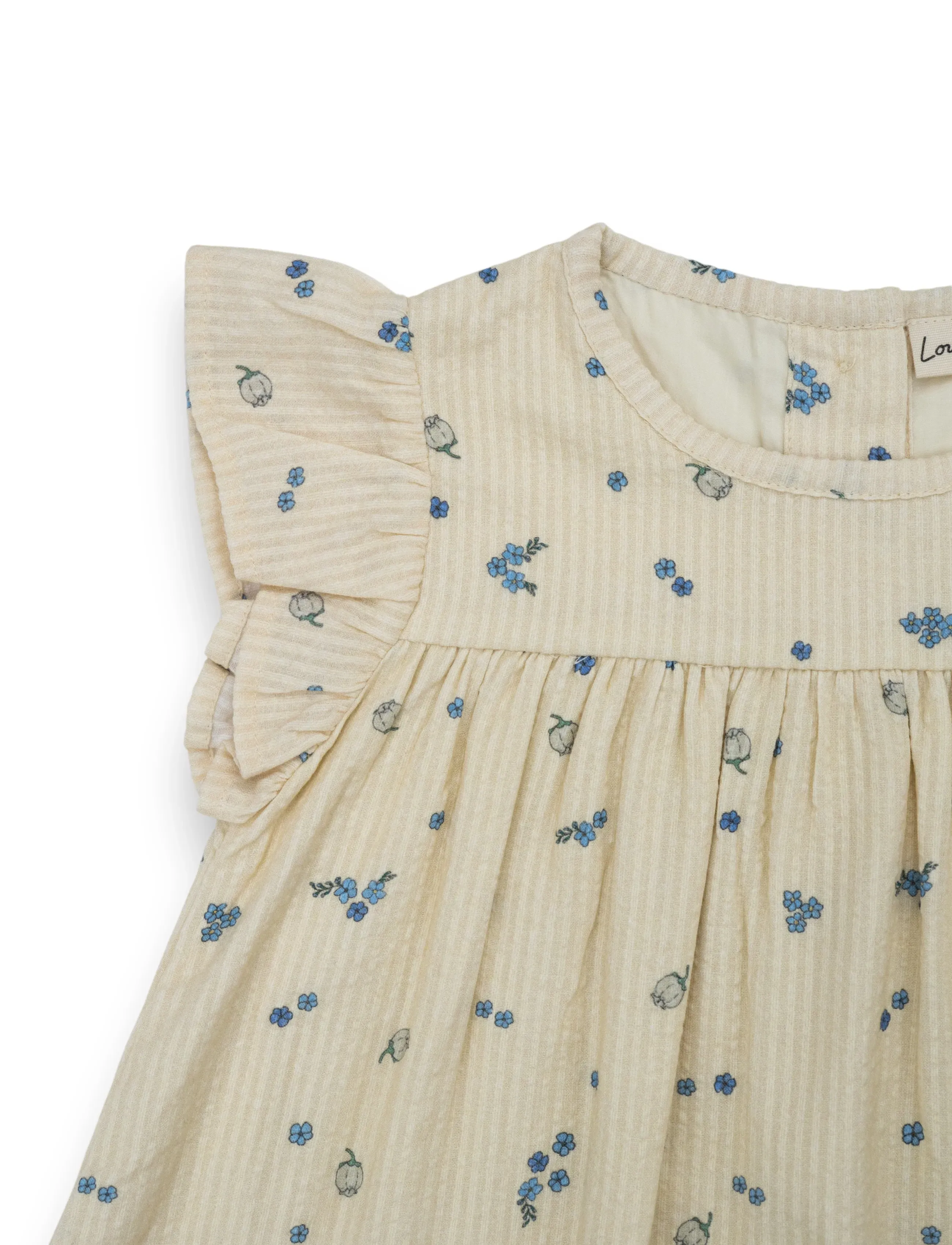 LouieLouie - Belle dress - Seersucker - varrukateta beebi kleidid - forget-me-not - 2