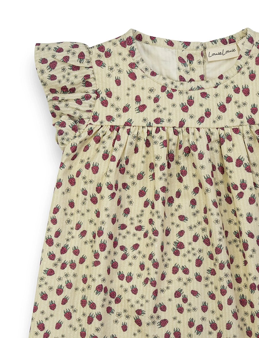 LouieLouie - Belle dress - Seersucker - varrukateta beebi kleidid - petit raspberries - 2
