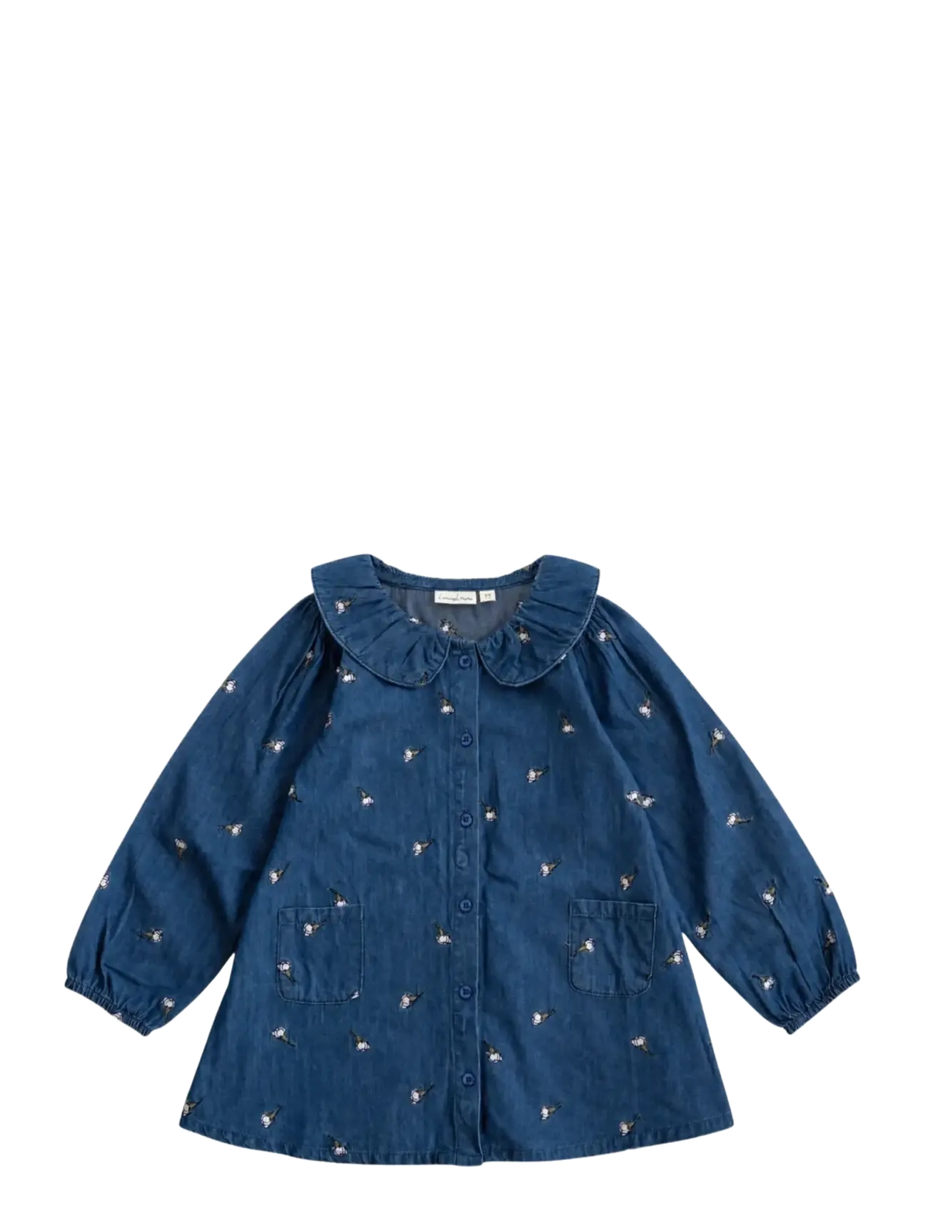 LouieLouie Klara dress - denim - Shop by size - WHITE FLOWERS ROSE - EMB / blue