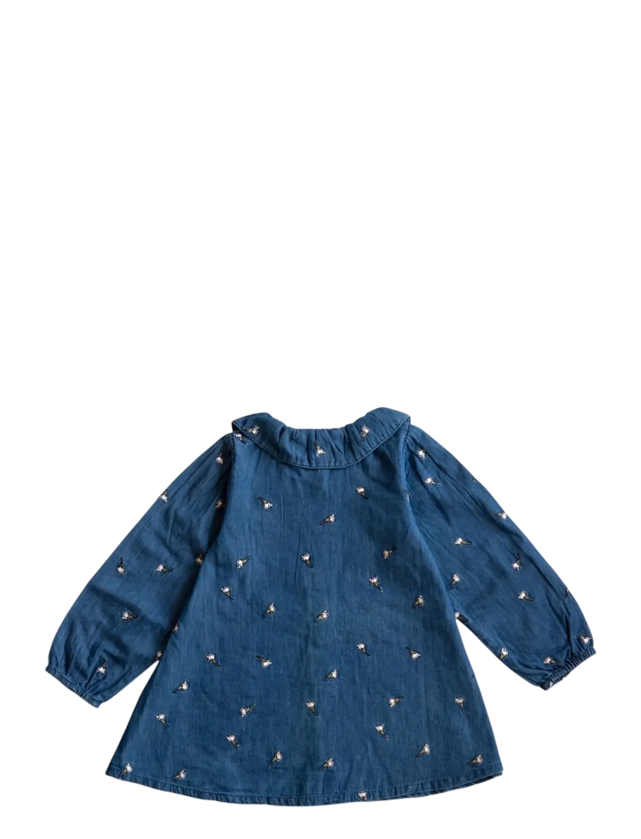 LouieLouie - Klara dress - denim - white flowers rose - emb - 1