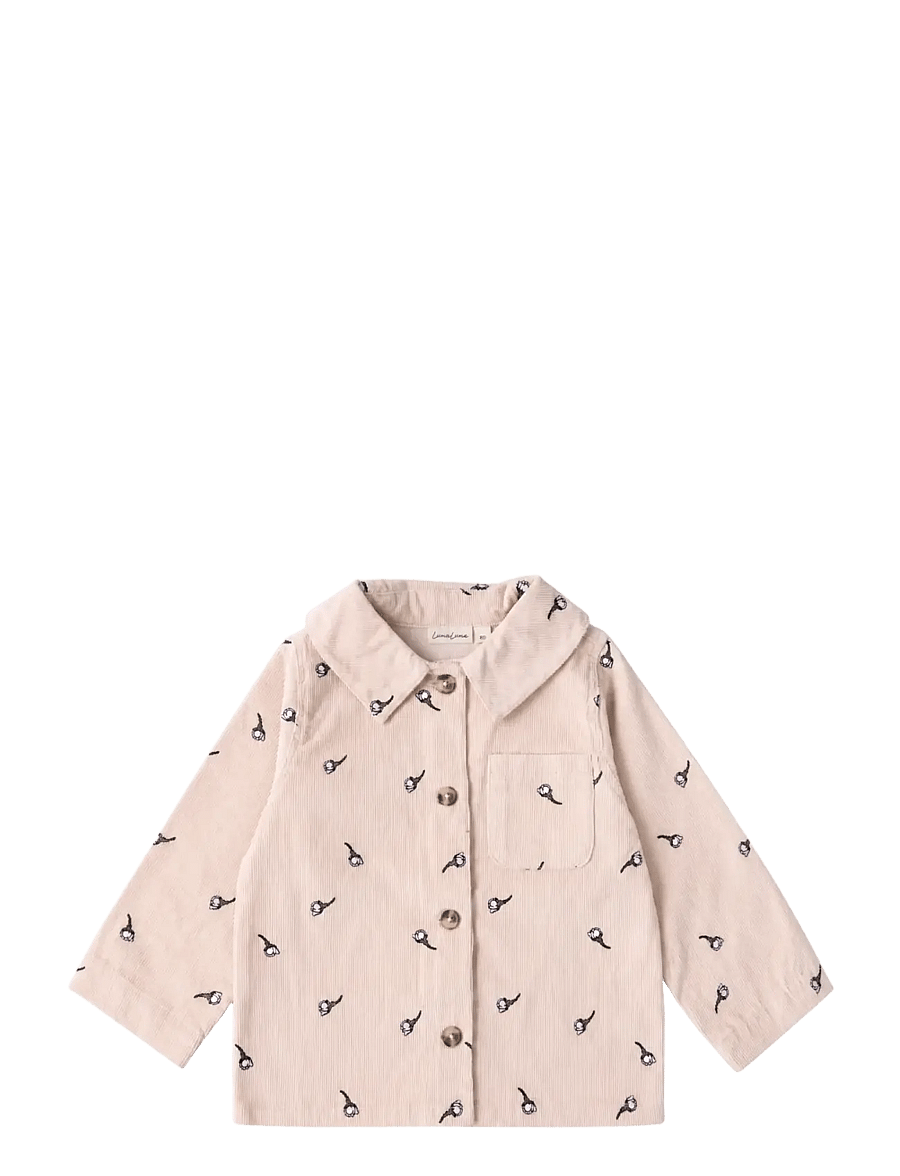 LouieLouie - Elliot jacket - Courdroy - jeansjacken - white flowers rose - emb - 1