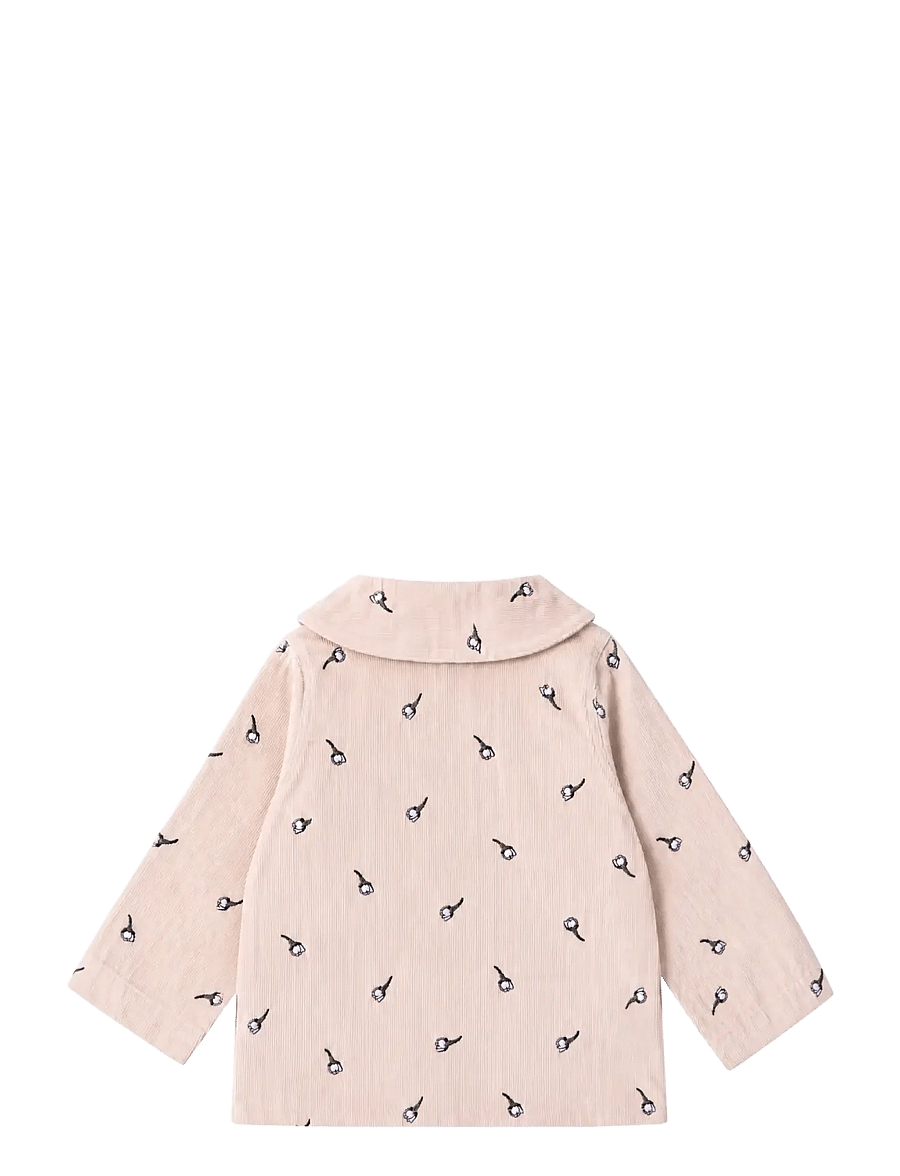 LouieLouie - Elliot jacket - Courdroy - jeansjacken - white flowers rose - emb - 2