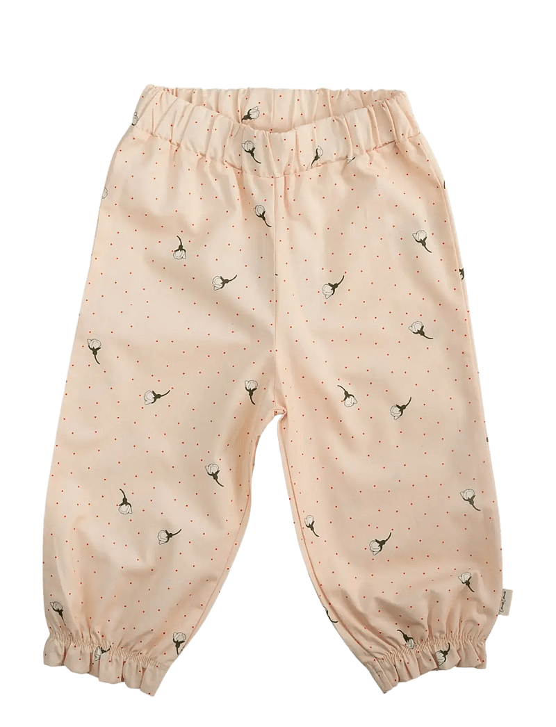 LouieLouie - Ellen Pants - Poplin - spodenki niemowlęce - white flowers rose - 0