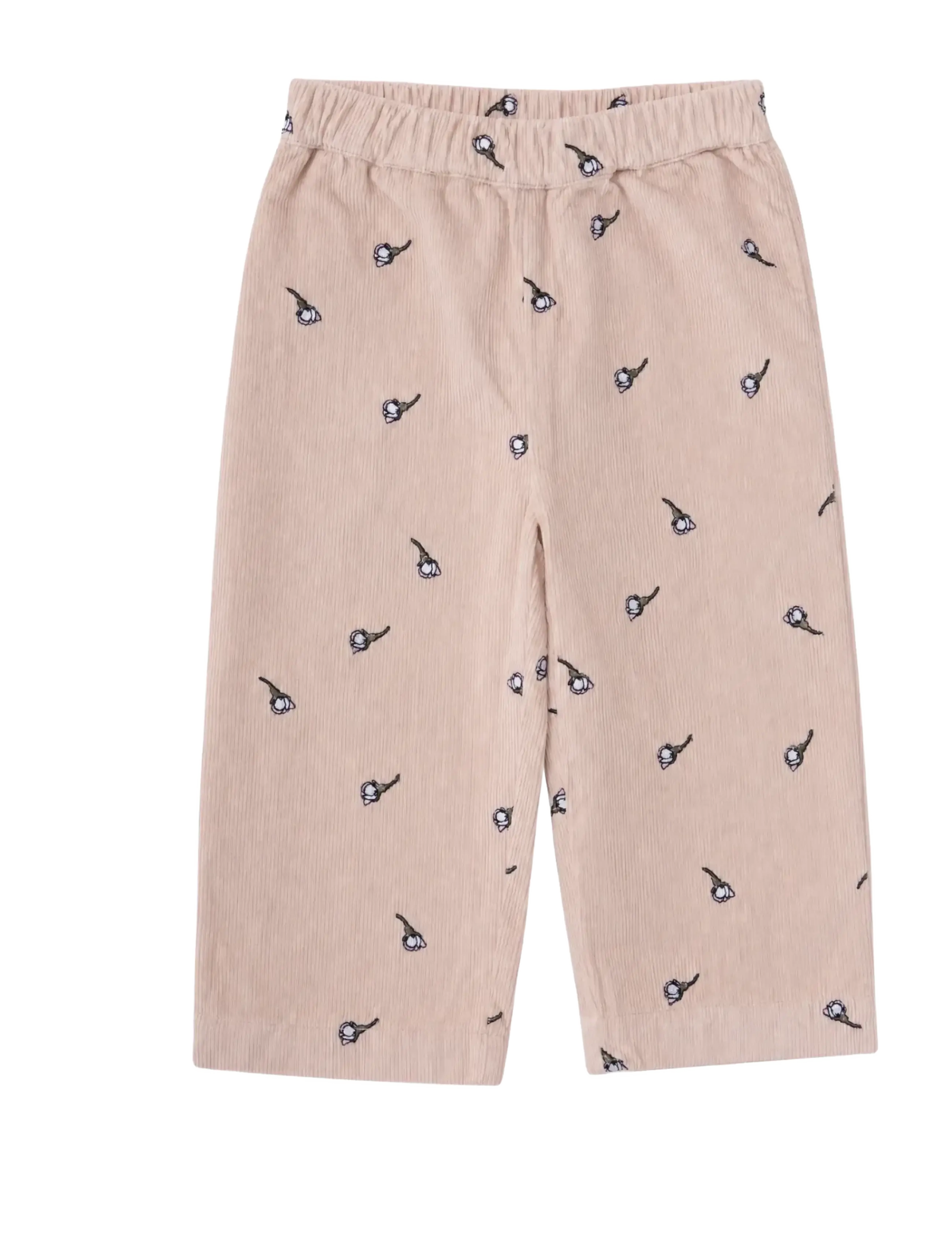 LouieLouie Rosemary pants - Courdroy - Nach Größe einkaufen - WHITE FLOWERS ROSE - EMB / pink/rose