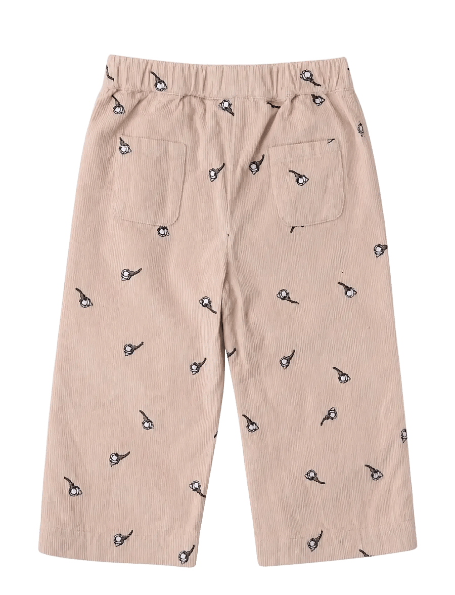 LouieLouie - Rosemary pants - Courdroy - beebipüksid - white flowers rose - emb - 2