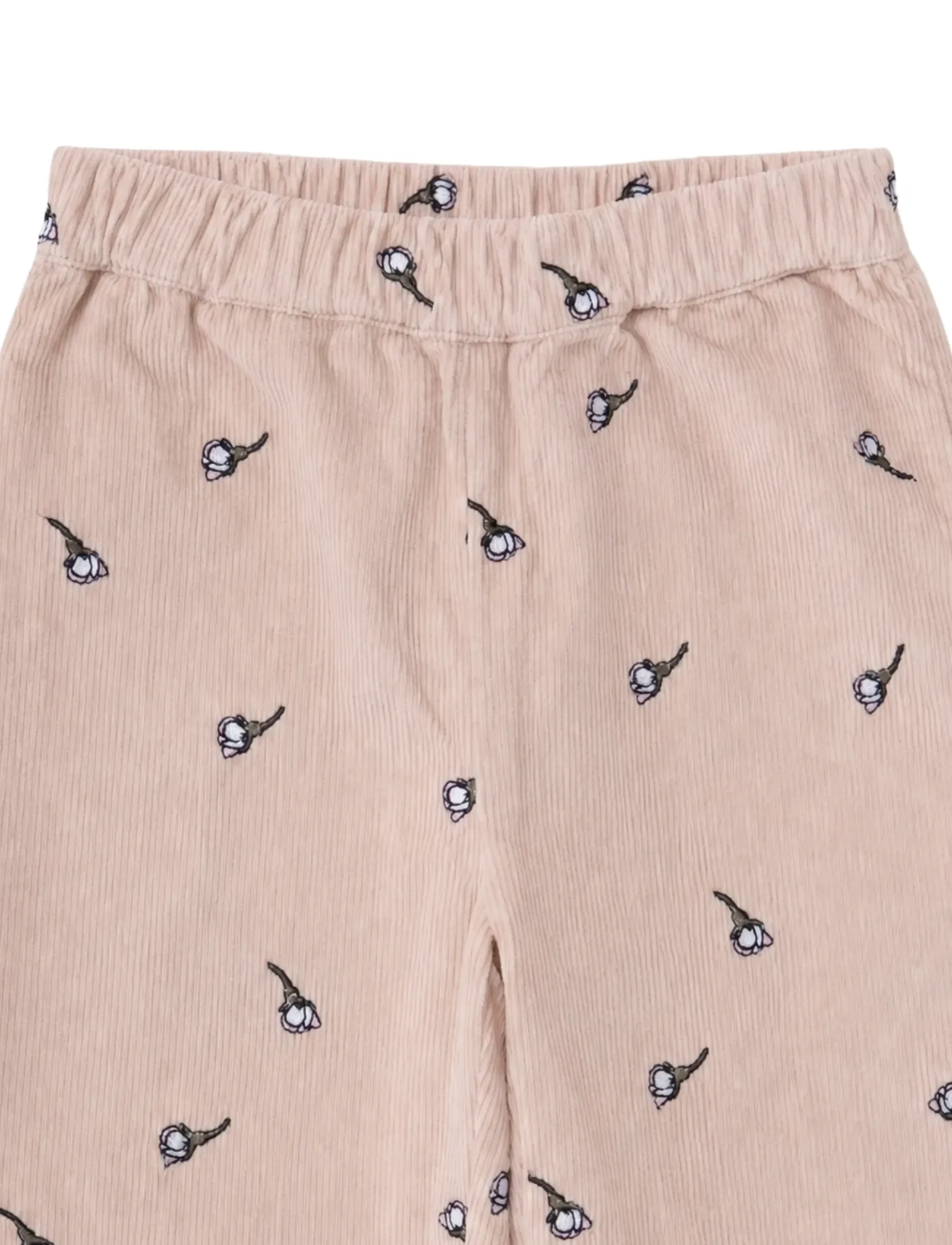 LouieLouie - Rosemary pants - Courdroy - beebipüksid - white flowers rose - emb - 3