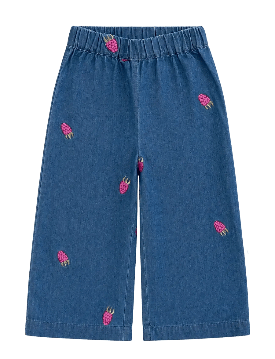 LouieLouie - Rosemary pants - Denim - platūs džinsai - small raspberries - emb - 1