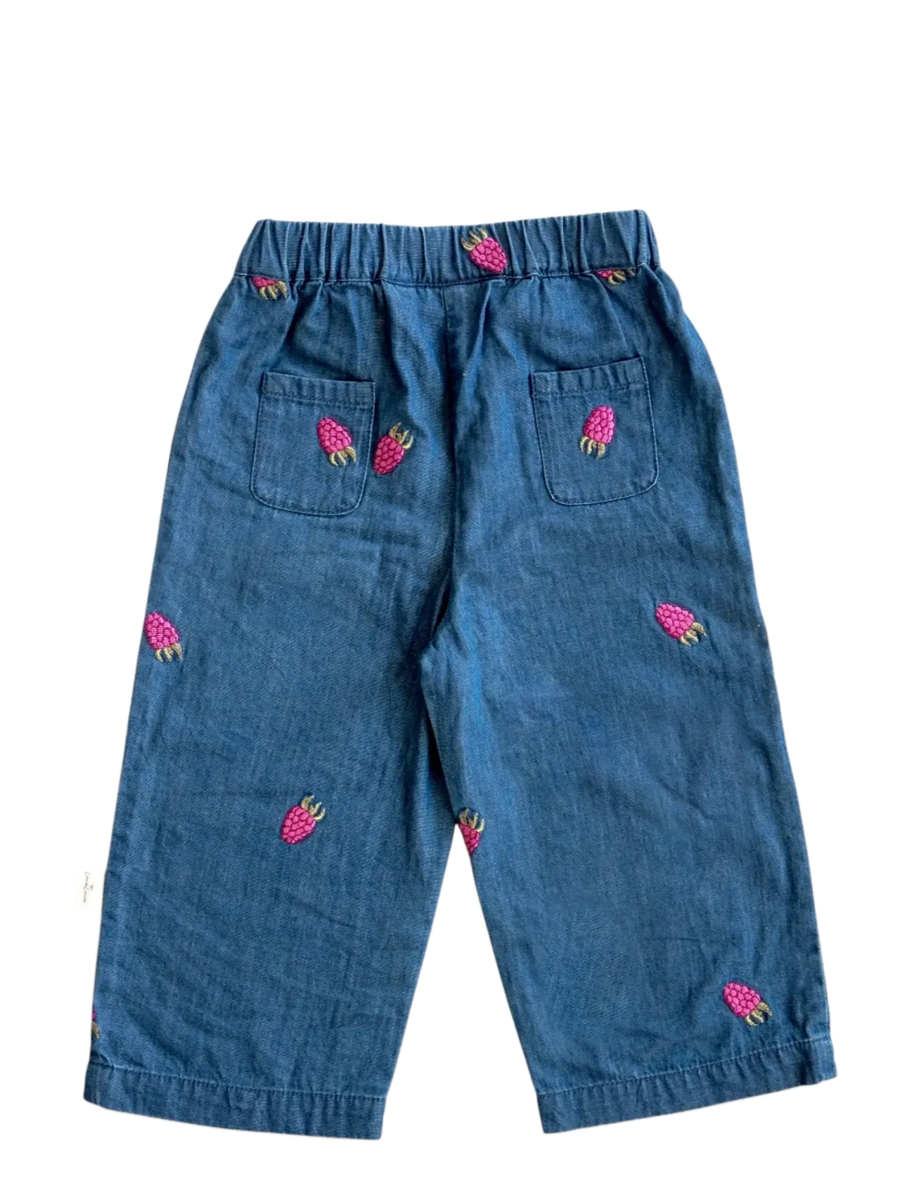 LouieLouie - Rosemary pants - Denim - small raspberries - emb - 1