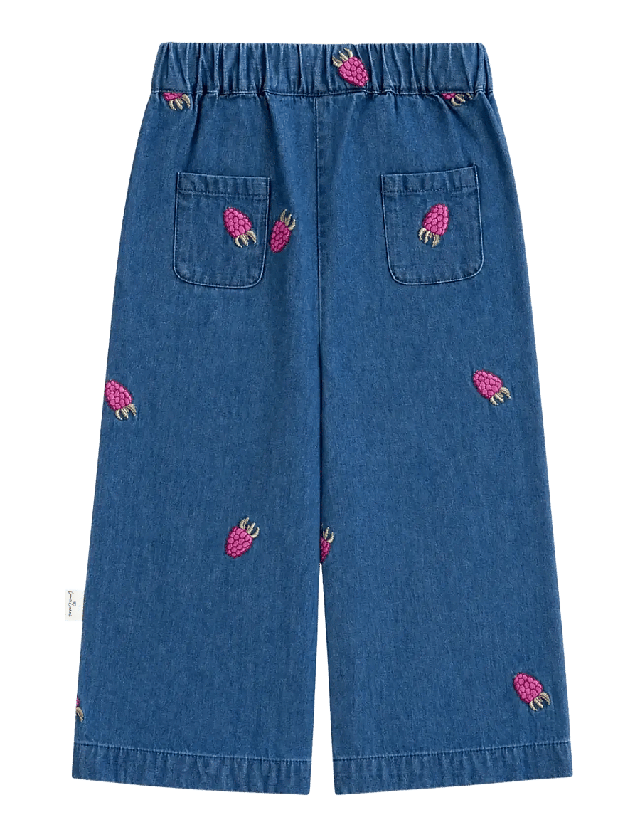 LouieLouie - Rosemary pants - Denim - platūs džinsai - small raspberries - emb - 2