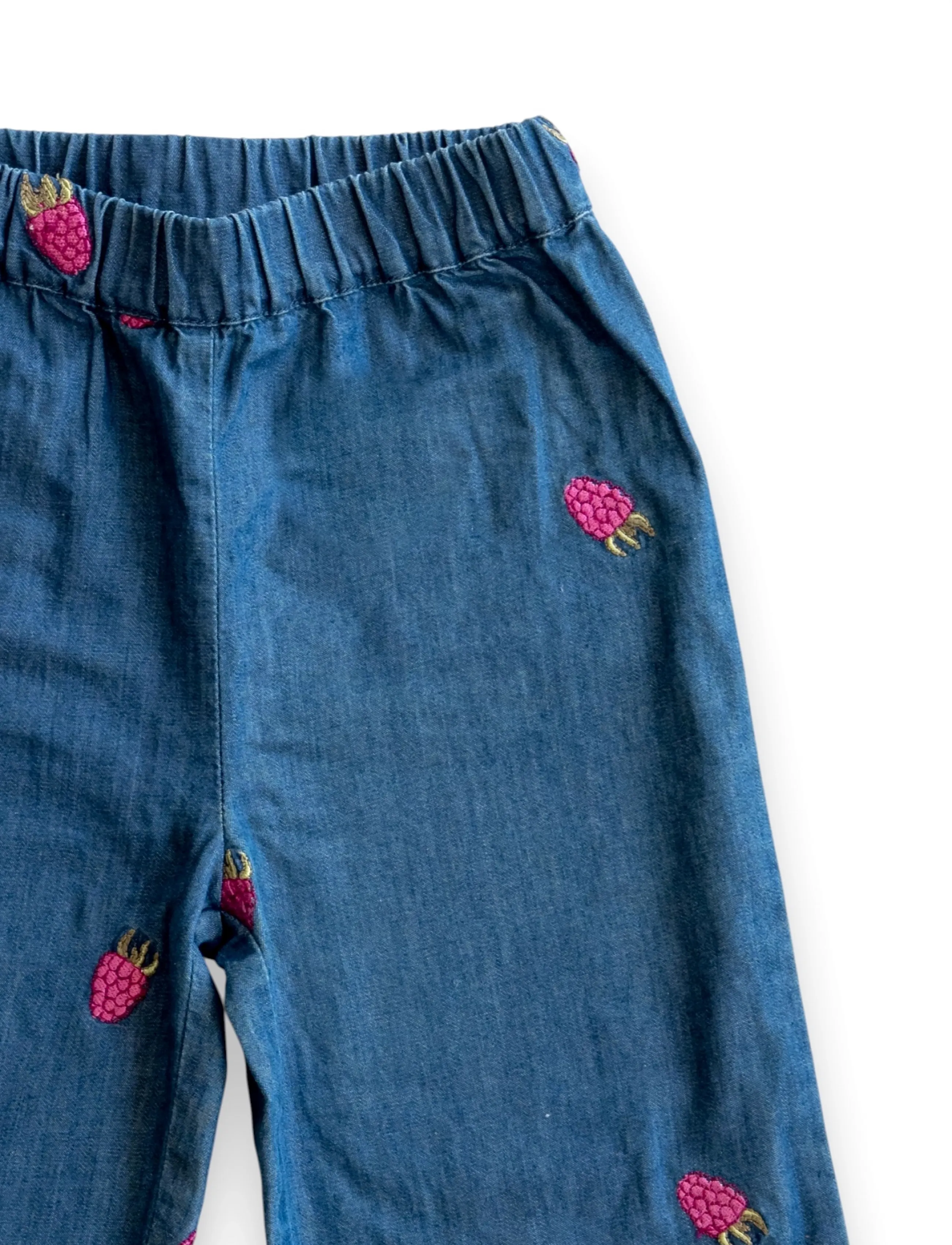 LouieLouie - Rosemary pants - Denim - small raspberries - emb - 2