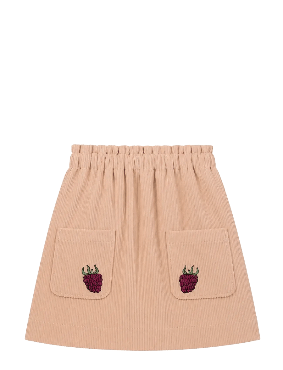 LouieLouie - Claire Skirt - Courdroy - kurze röcke - rose - raspberries emb - 0