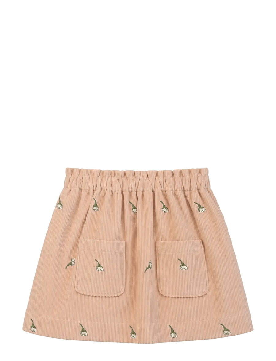 LouieLouie - Claire Skirt - Courdroy - Īsi svārki - white flowers rose- emb - 1